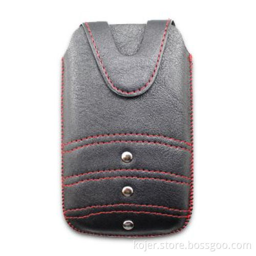 Leather Mobile Phone Case with Retractable Pull-tab and Velcro Closure, Fine Workmanship in Sewing